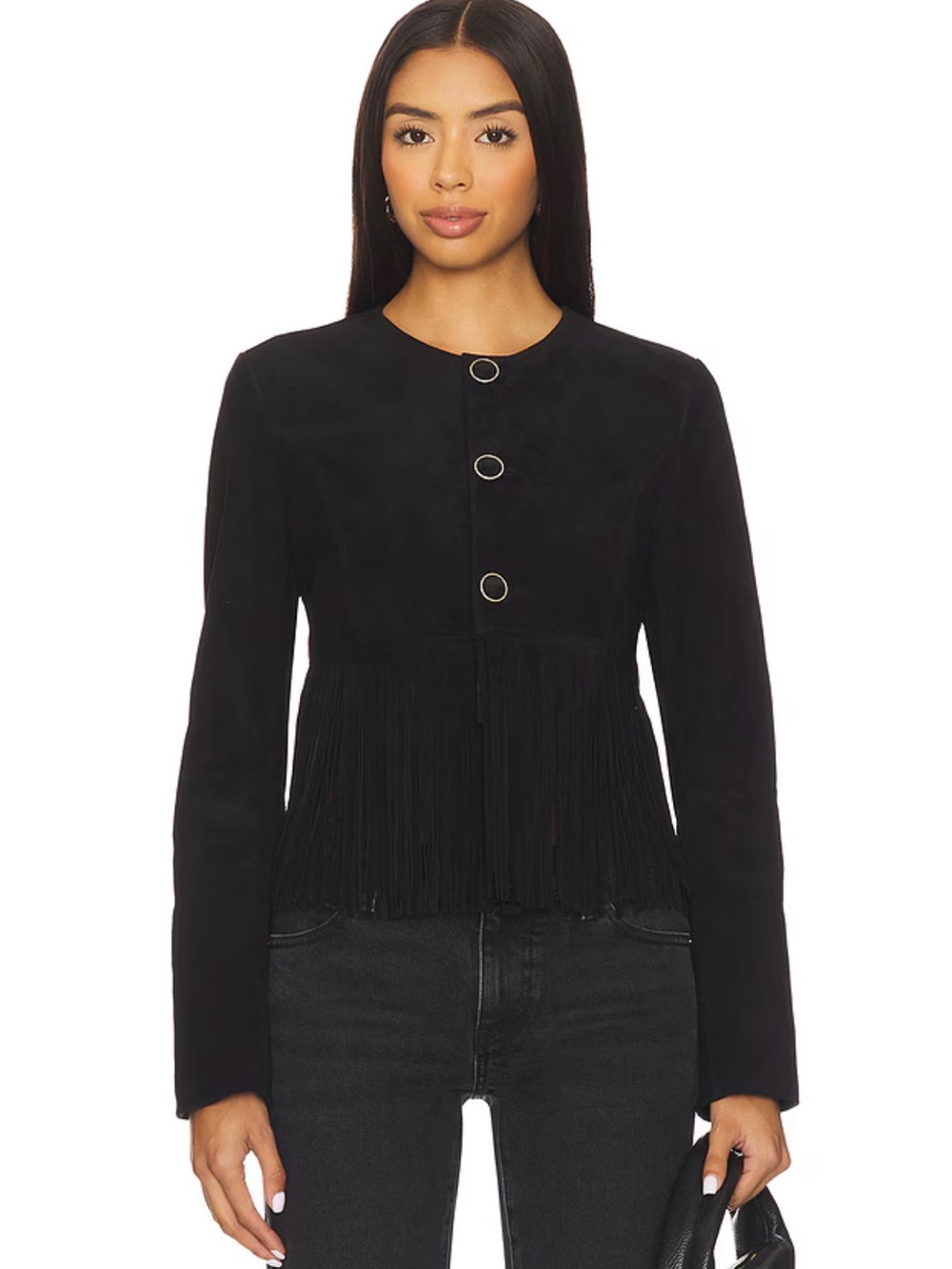 Frame Black Suede Fringe Jacket